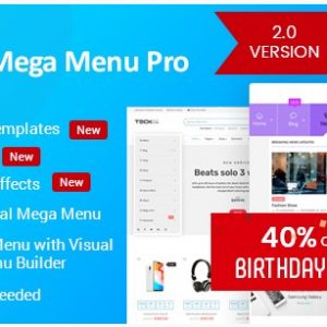 WP Mega Menu Pro - Адаптивное многофункциональное мега меню для WordPress WP Mega Menu Pro является премиум WordPress плагином, где вы можете легко добавить виджеты в одной или нескольких групп