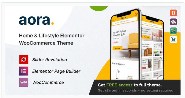 Aora - Тема WooCommerce Elementor для дома и образа жизни