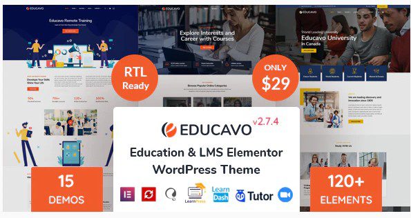 Educavo - WordPress тема для онлайн-курсов и образования