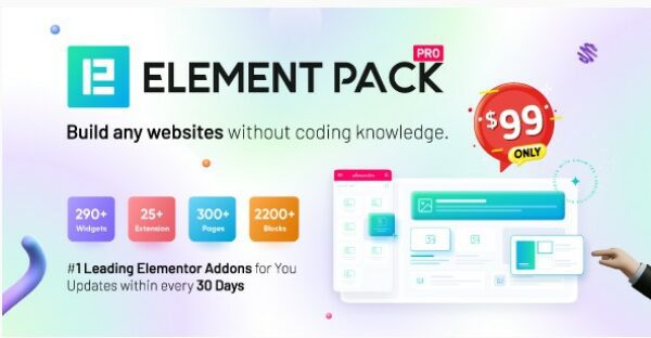 Element Pack - одно из самых богатых расширений для конструктора страниц Elementor